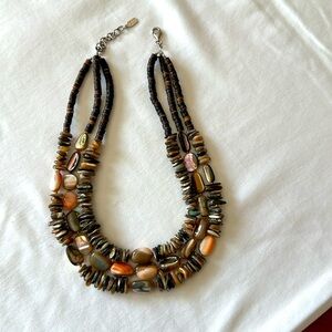 Peyote Bird 3-strand sterling/stone necklace